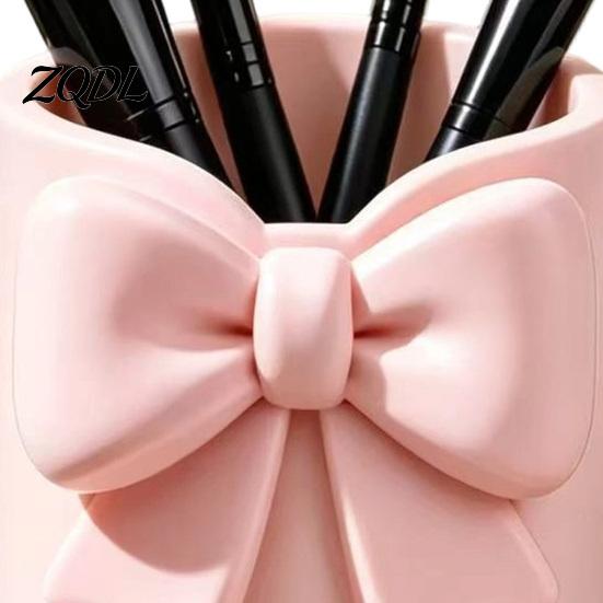 Stationery And Cosmetic Holder Storage Box with Bow Decor, 3D Printed Multifunctional Makeup Organizer, Organized Tool Durable Plastic Case
