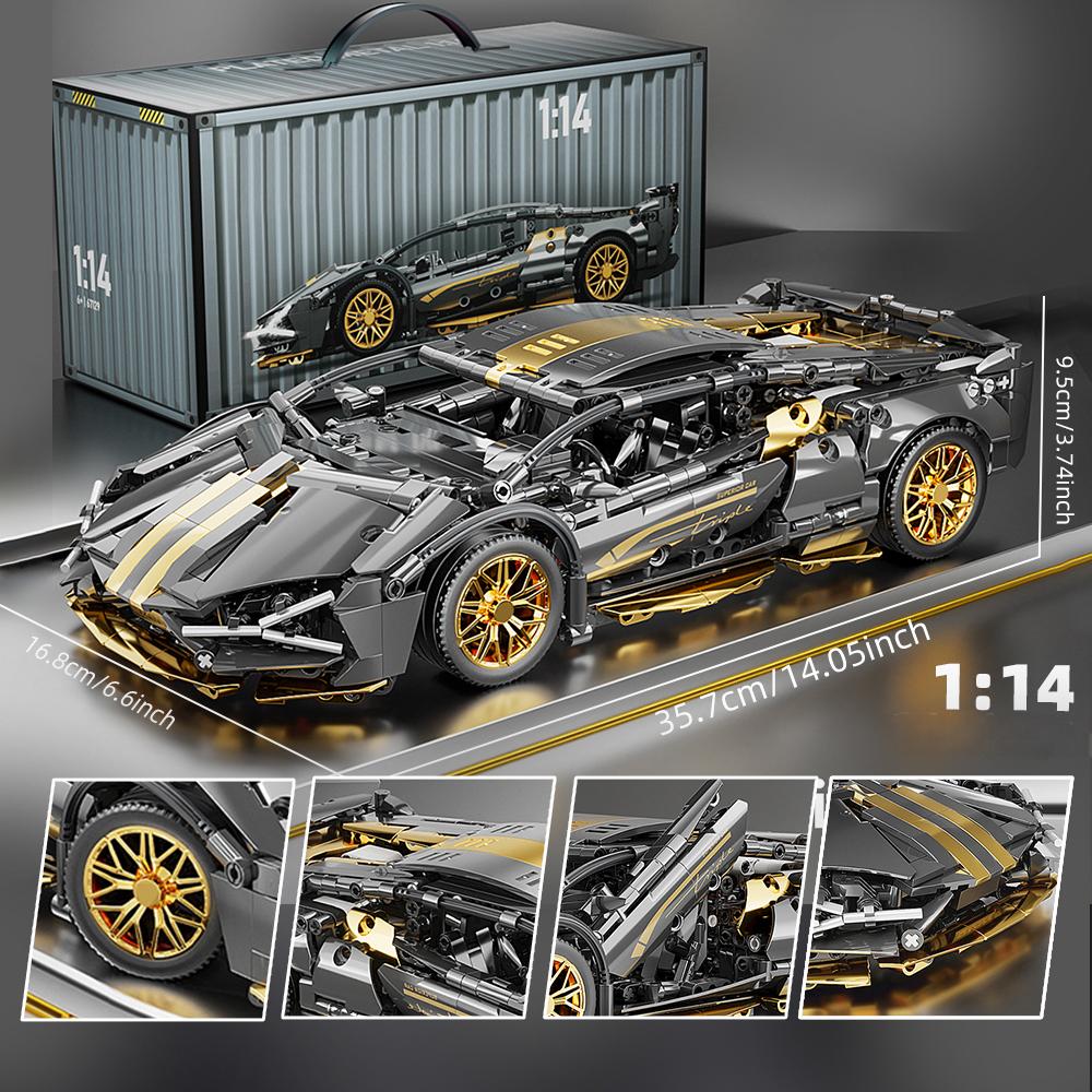 1:Mattoncini Super Auto da Corsa Scala 1:14, Kit Modello Veicolo Sportivo Fai-da-te Giocattolo da Costruzione Regalo per Ragazzi Bambini Età 8-12 14