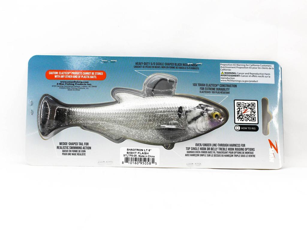 Zman Soft Lure Shadtron LT Swimbait 6 Inch Sight Flash (0585)