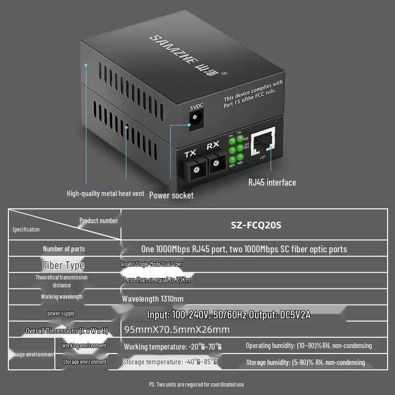SAMZHE Gigabit Single-Mode Dual-Fiber Optical Transceiver