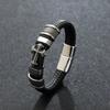Men\\\\'s Classic Black Leather Bracelet Metal Magnetic Buckle Fashion Bracelet Jewelry Casual Daily All-Match Jewelry