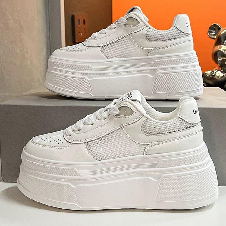 

Легкие туфли для папы из натуральной кожи, женские белые туфли, новые летние дышащие универсальные повседневные кроссовки с одинарной сеткой на толстой подошве