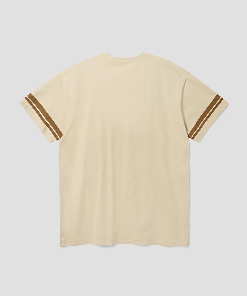 AGOD Oversized Vintage Rugby Short Sleeve T-Shirt [Light Beige]