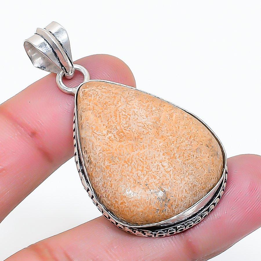 Natural Picture Jasper Gemstone 925 Sterling Silver Jewelry Pendant 1.89" AP-15563
