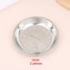 2Pcs Reusable Stainless Steel Dinner Plates Thickened Polished Round Shallow Dishes for Picnic Barbecue Use