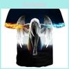 Exquisite Fire Ice Wings Angel Printed 3d T-shirts With Hip Hop Flair For Trendsetters