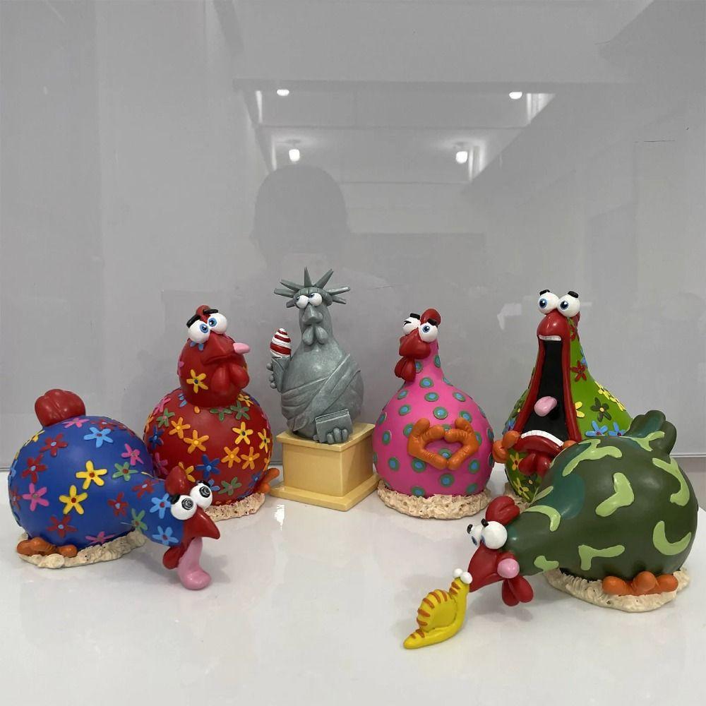 

Смола глупый декор курицы забавные выражения куриные статуи новая фигурка петуха сад