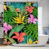 Tropical Leaves Shower Curtain Greenery Floral Design In Pink, Yellow, Orange Red Waterproof Fabric for Bathroom Decor Modern Ho