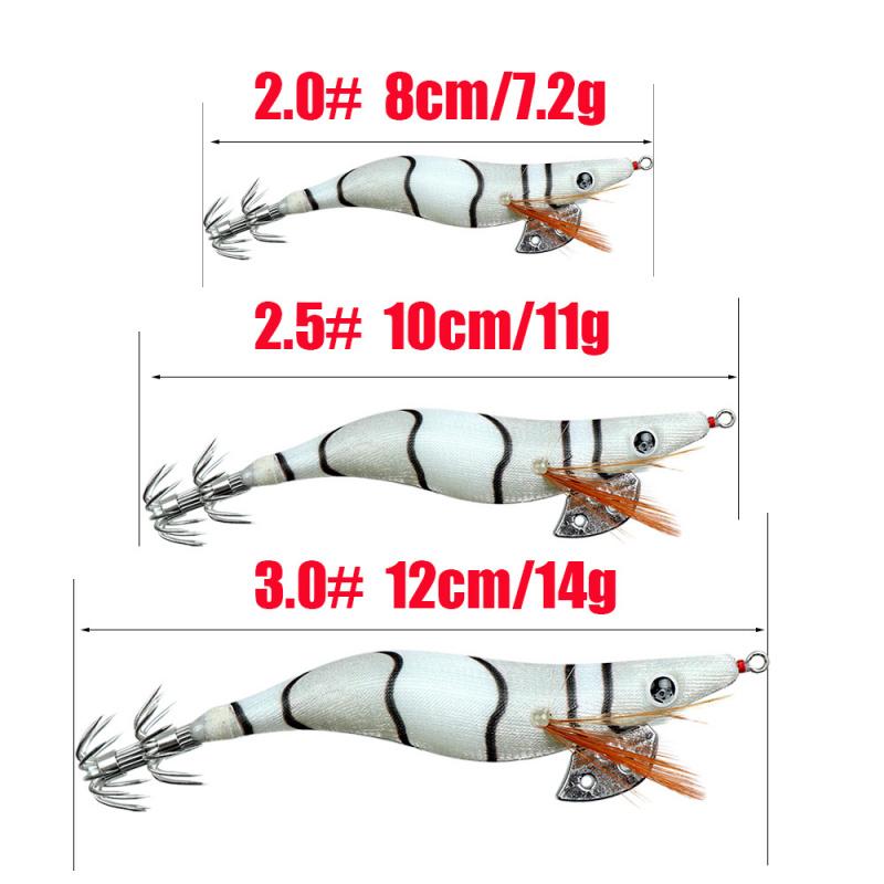 Luminous Wood Shrimp Lure Bait2.0 2.5 3.0Colorful Imitation Squid Shrimp Umbrella Hook Sea Fishing Special Bait