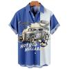 Men Clothing Hawaiian Vacation Beach Shirt Lapel Blouse Summer Casual Clothes Tops Chemise