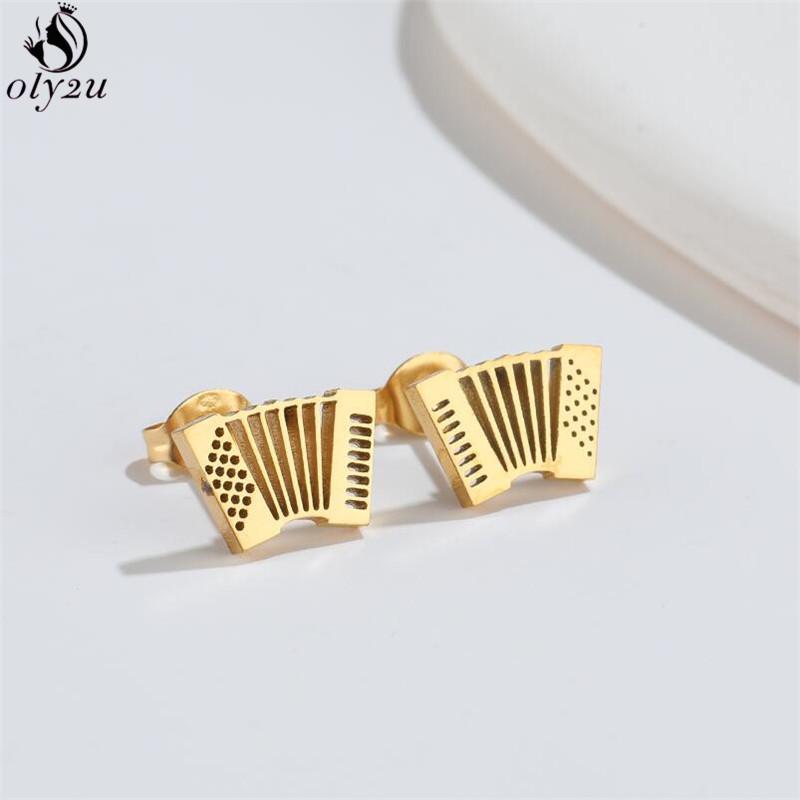 Hip-hop Stainless Steel Microphone Guitar Earring for Women Musical Ear Jewelry Girls Music Party Earrings Gift Accessories