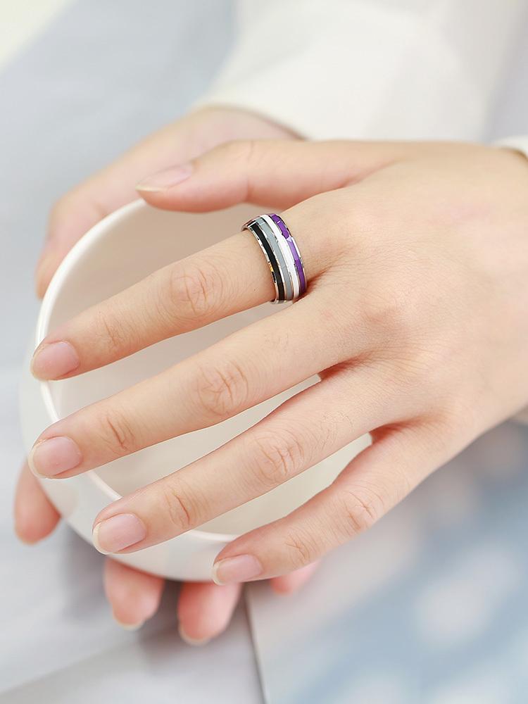 Anello Arcobaleno Multicolore Donna Uomo Lebian Gay Matrimonio Fidanzamento Regalo San Valentino Gioielli in Acciaio Inossidabile