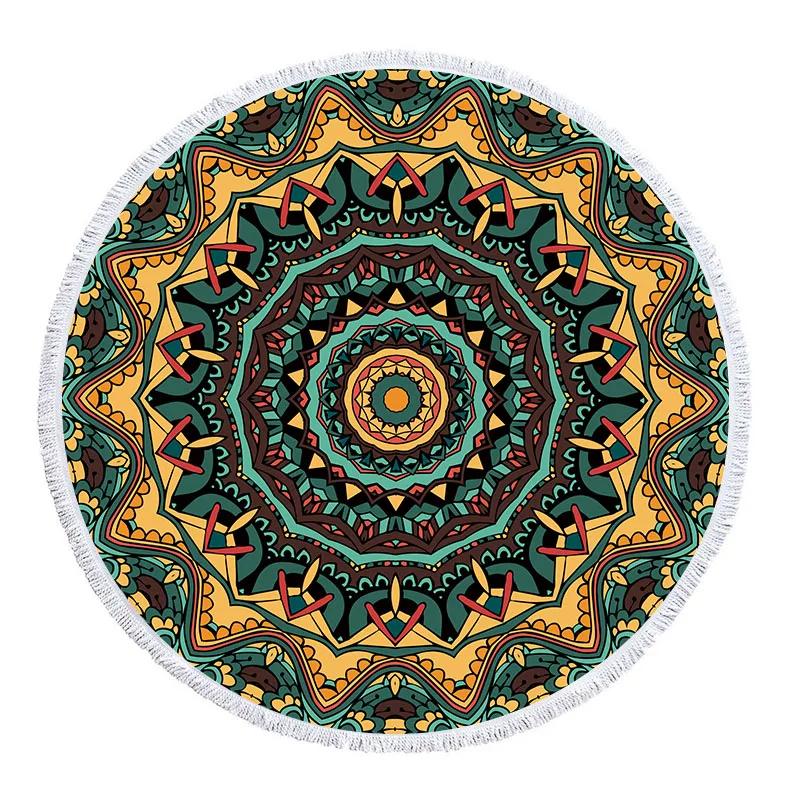 Boho Beach Towels Tropical Printed Large Round Beach Towel Microfiber Round Fabric Bath Towels For Living Room Home Decorative