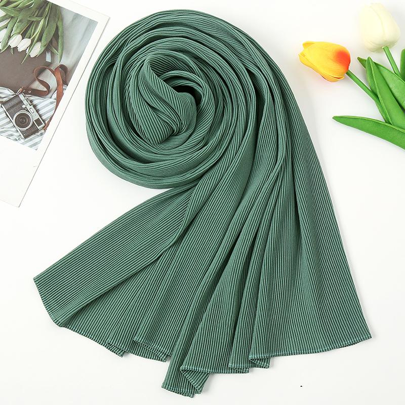 Newest Pleated Bubble Chiffon Instant Hijabs Plain Crinkle Shawls Scarf Lady High Quality Soft Thick Muslim Wraps 180*85Cm
