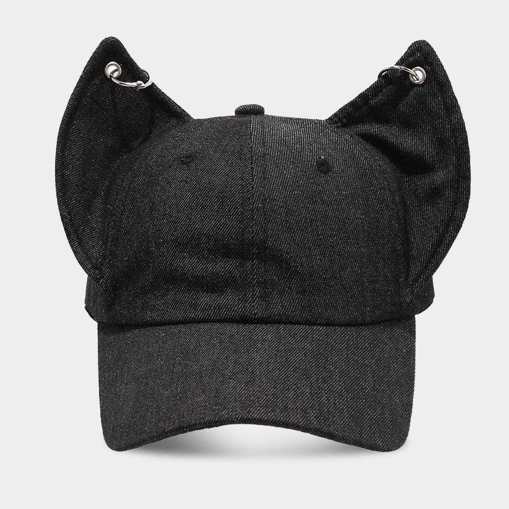 Waste Land Y2k Dog Ear Baseball Cap With Washed Denim For Streetwear And Sun Protection
