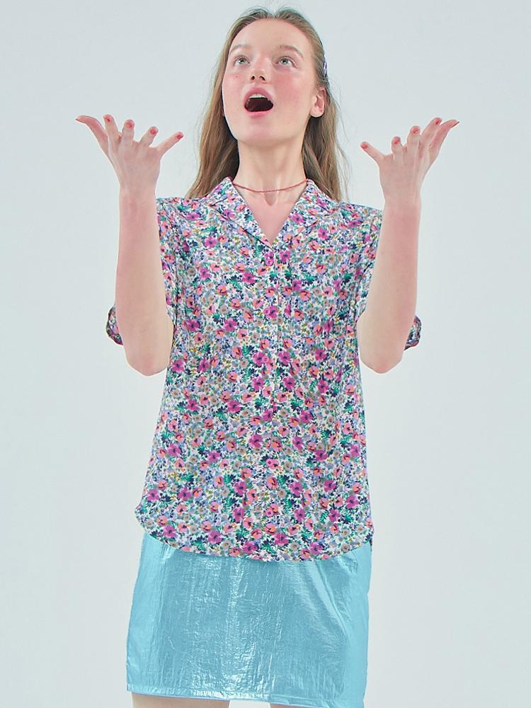 JUNEJUNE SPACE Floral Shirts_White(Floral Short Sleeve Shirts_White)