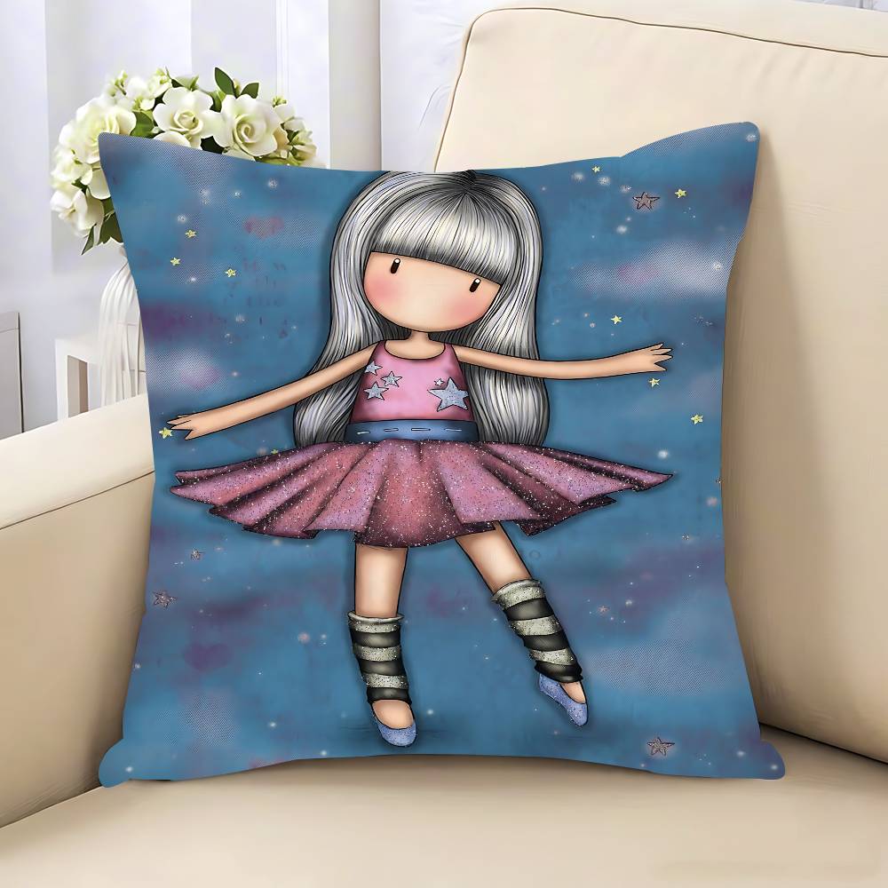S-Santoro-Gorjuss Cute Cartoon Pillow Case Removable Washable Cushion Cover – All-Season Soft Linen
