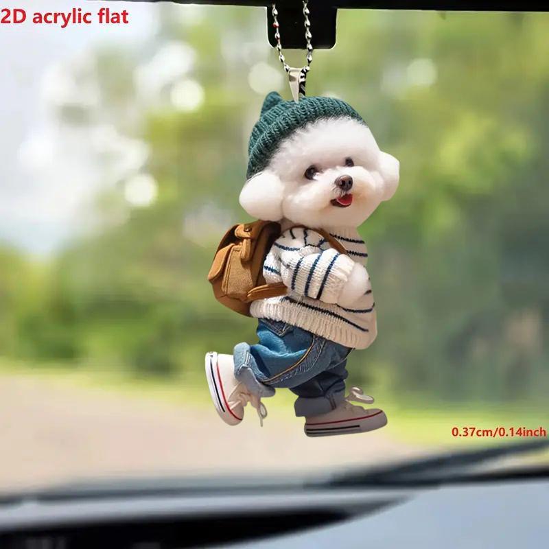 Cute Backpack Puppy Keychain Car Rearview Mirrors Decor Itemation Pendant 2D Acrylic Keychain Hanging Ornament Fashion Accessories