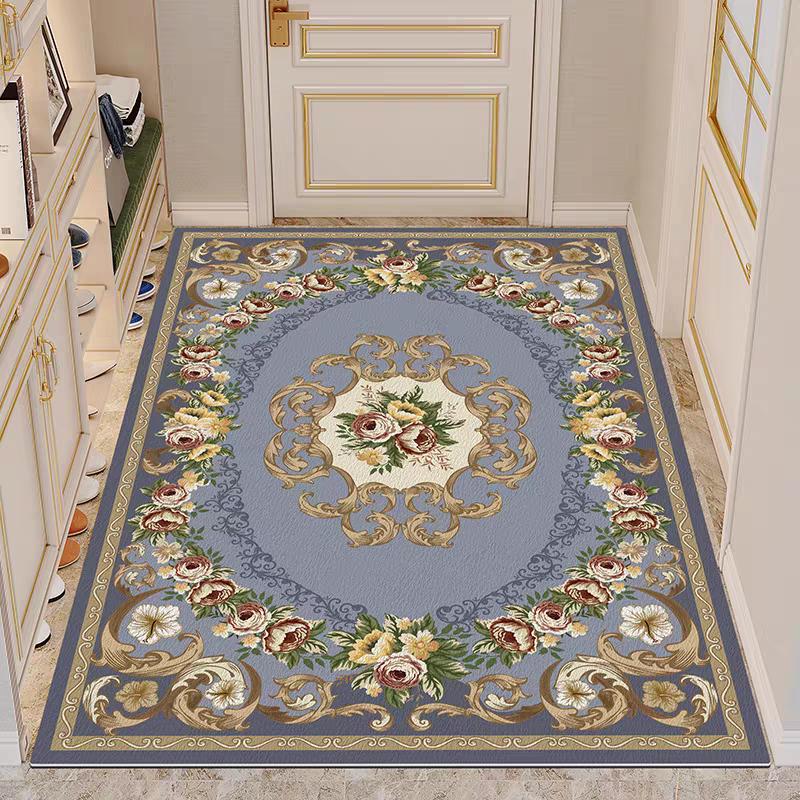 European Red Non-slip Floor Mats Carpet Living Room Golden Frame Decoration Sofa Area Large Rugs Lounge Coffee Tables