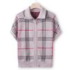 Fashionable Grandma Wear Autumn New Knitted Sweater Vest 60 Years Old 70 Mother Wear Zipper Sweater Jacket Plaid Top