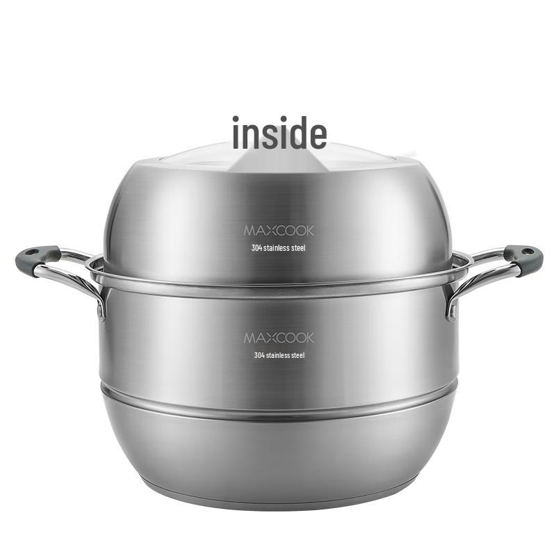 MAXCOOK 304 Stainless Steel 30cm Two-Tier Steamer Pot