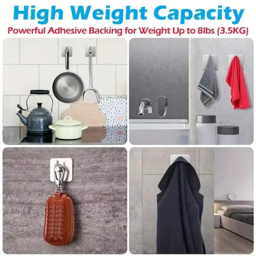 4Pcs Multi-Purpose Stainless Steel Hooks No Drilling Towel Rack Bathroom Kitchen Hardware