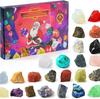 Christmas Advent Calendar With 24 Natural Crystal Agate Stones Minerals Fossils Surprise Blind Box For Kids Geological Learning Collection