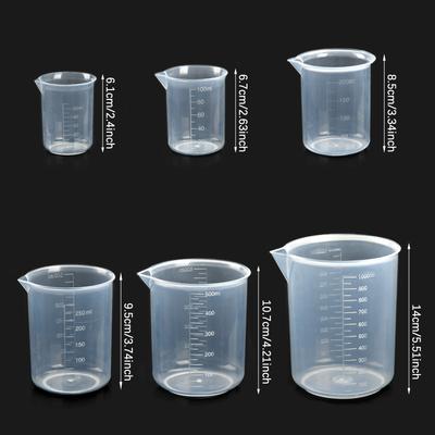 6 st/set Graderad mätkopp Kapacitetsskala Laboratoriebägare Klar Transparent Blandningskopp Kök Bakning