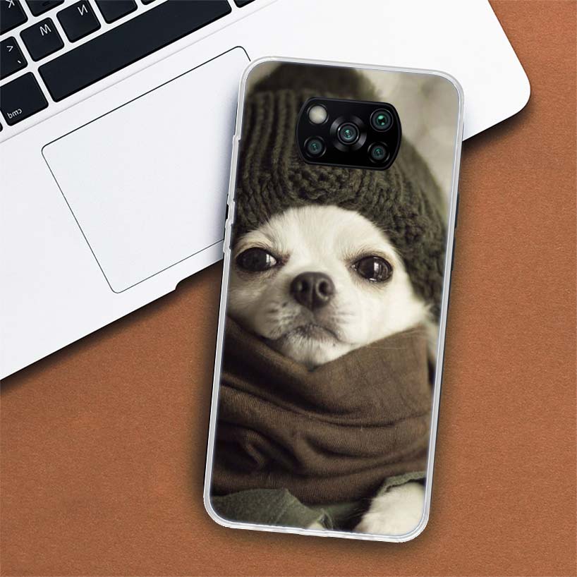 Pouzdro na telefon pro štěně čivavy, psíky v šálku, pro Xiaomi Mi 11 Lite 11i 12X 12 9 8 11T 10T 9T Pro 10 5X 6X Ultra 5G Kryt Coque Capa