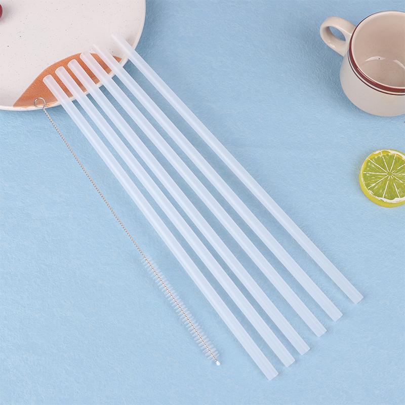 6Pcs Plastic Clear Straws Reusable Straw With Cleaning Brush 31Cm Drinking Straws For Water Bottle Travel Tumblers Accessories