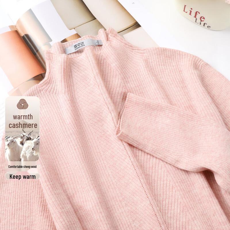 Snowflying Women s Cashmere Wool Blend Semi-High Neck Pullover Sweater M