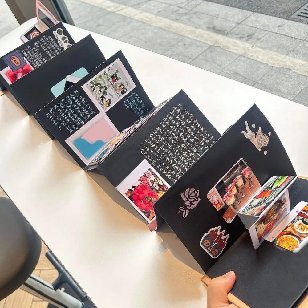 Adhesive Style Folding Photo Album Retro Scrapbook Album Accordion Photo Album  Travel Journal