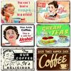 Vintage Coffee Metal Tin Sign Decorative Plate Retro Tea Time Metal Poster Home Bar Cafe Indutrial Decor Old Wall Metal Signs
