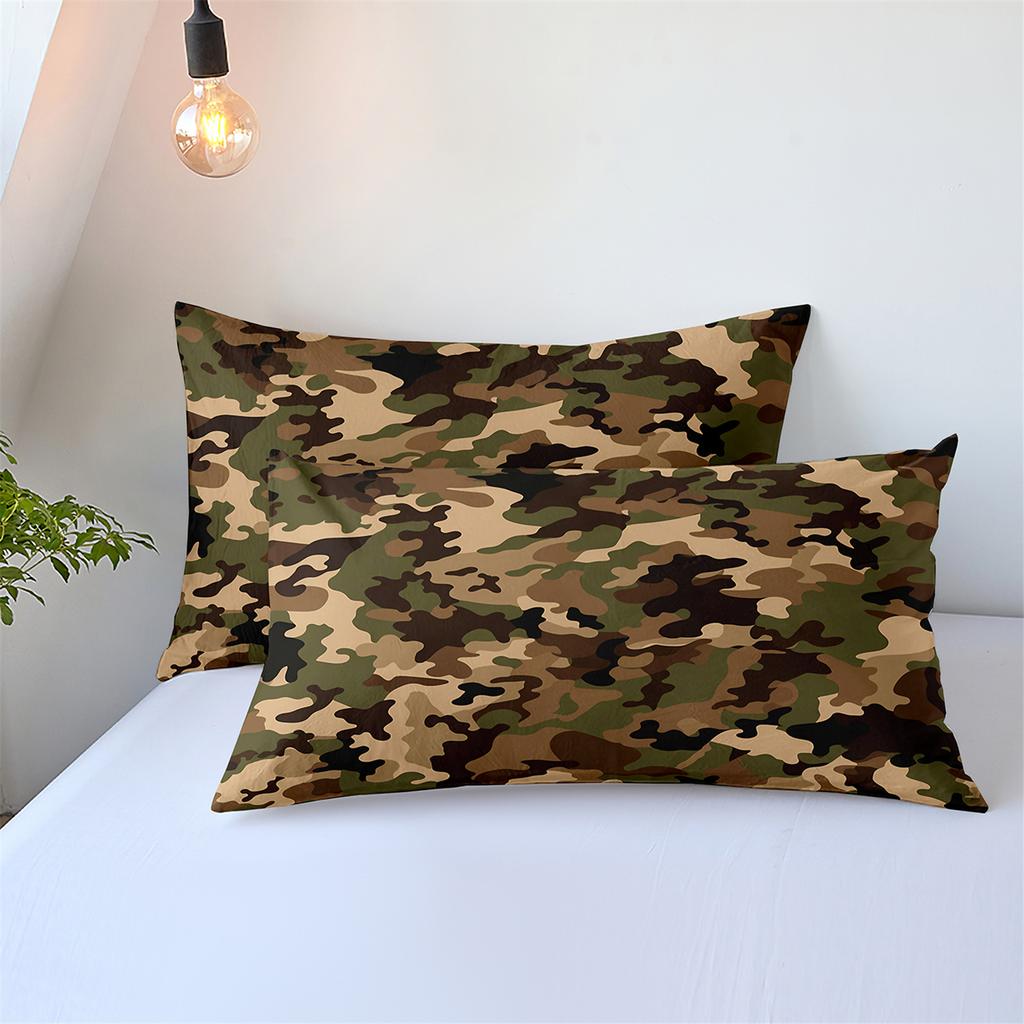 3D Three-Piece Camouflage Striped Quilt Cover Sheet Kit