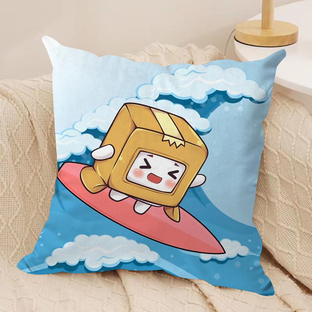 Cartoob LLankyBox Foxy Boxy Cute Cushion Cover Silky Short Plush Invisible Zipper Dustproof Sofa Pillow Case For Home Decor