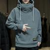 Men's Autumn and Winter Padded and Thickened High Neck Sweatshirt Solid Color Warm Hooded Loose Bottom Shirt