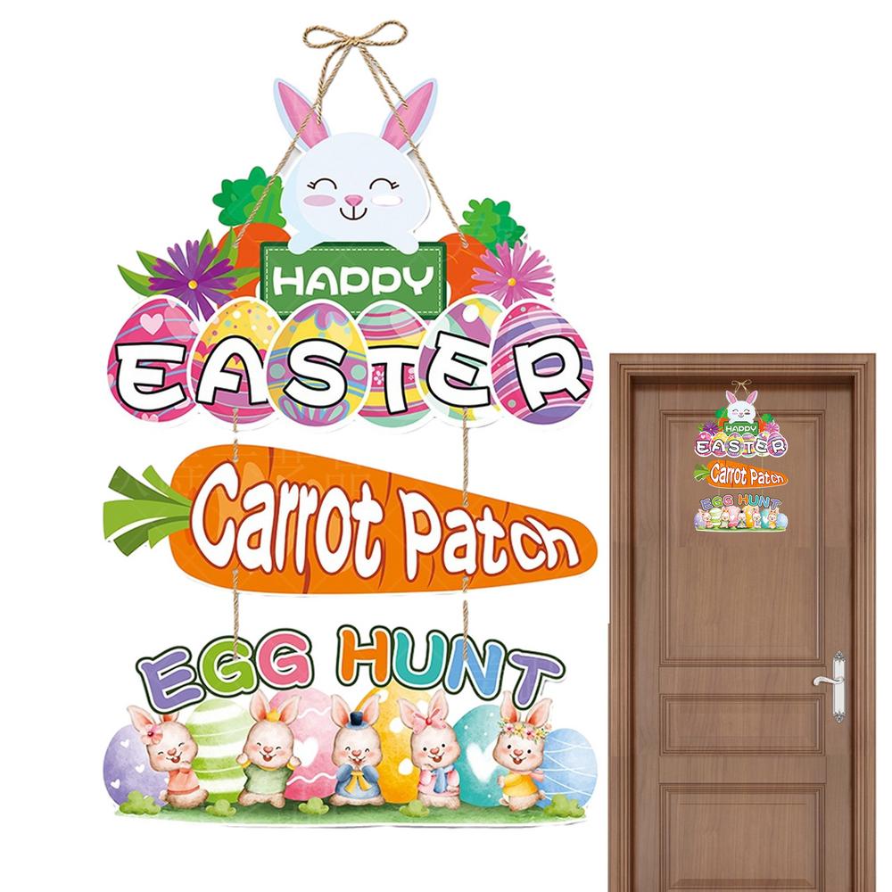 Front Door Easter Decorations Handmade Easter Door Hanger Egg Bunny Welcome Sign Easter Wall Decor Farmhouse Decor For Farmhouse