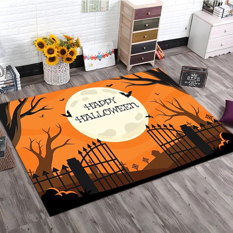1 Stück Halloween-Thema Teppich - Heimdekoration Teppich für Wohnzimmer Schlafzimmer Bodenbelag Computerstuhl Bereichsteppich