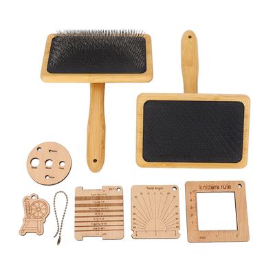 Wol Mengbord Kaardborstel Set Houten Garenliniaal Dichtheidsliniaal Hoekmeter Borstel Ketting Set