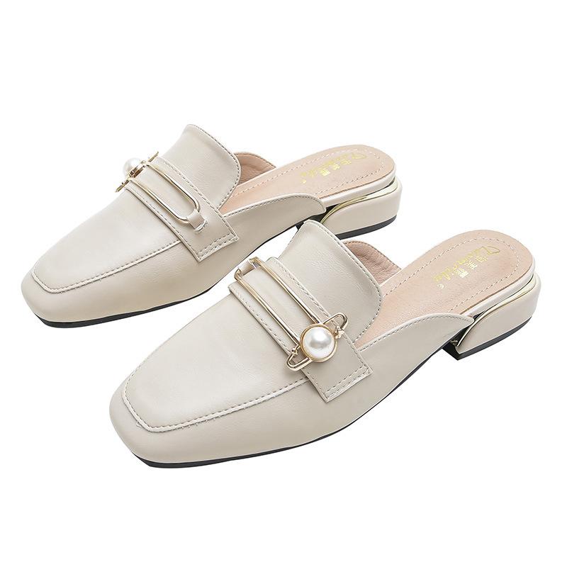 

2025 весна и лето новые тапочки-мешки женские верхняя одежда корейская версия босоножки на толстом каблуке женская обувь большой размер 41-43 обувь Muller 43 абрикосовый