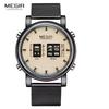 MEGIR 2137 Relojes Para Hombres Watches Men Military Sport Brown Leather Quartz Wrist Watch Luxury Drum Roller Relogio Masculino