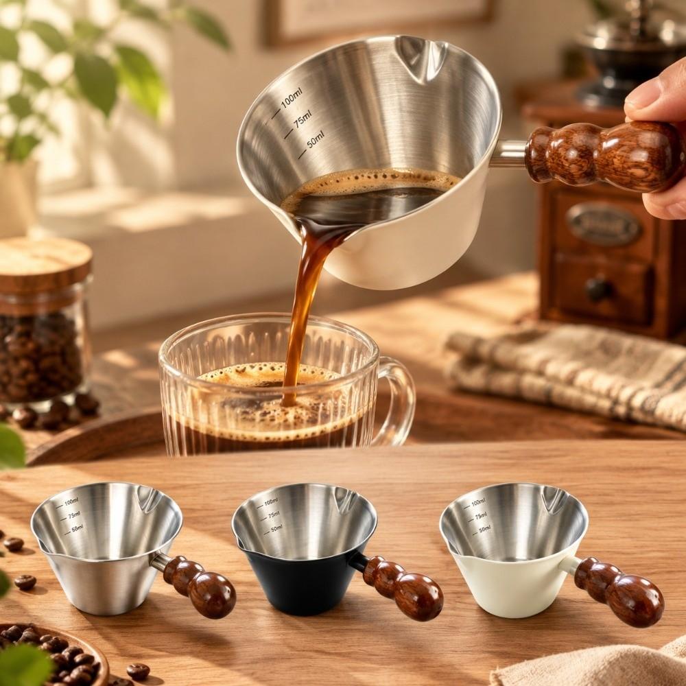 304 Stainless Steel Espresso Measuring Cup Double Spouts Coffee Extraction Cup Coffee Catch