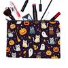 Durable Canvas Organizer for Travel Halloween Storage Bag, with Pumpkin Ghost Print, Washable Makeup Large Capacity Pouch, And Stationery Compact
