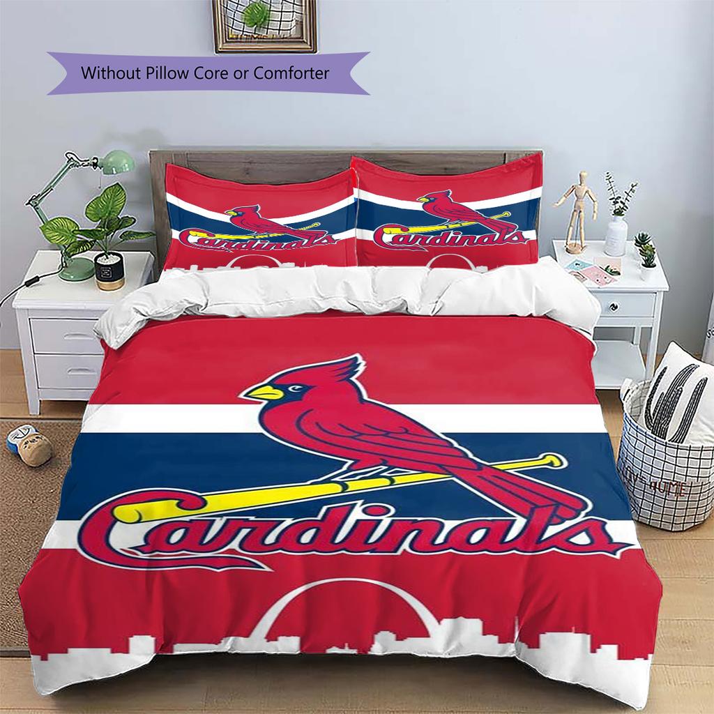 St. Louis Cardinals Logo Pattern Bedding Set Quilt Cover Pillowcase Home Decor Gift (1 * duvet cover + 2 * pillowcase, without core)