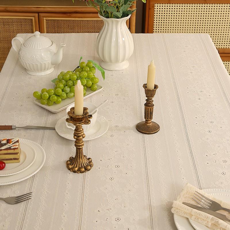 Elegant Nordic Vintage Lace Trim Tablecloth Dining Table Coffee Dustproof Heat Resistant Decorative Cover