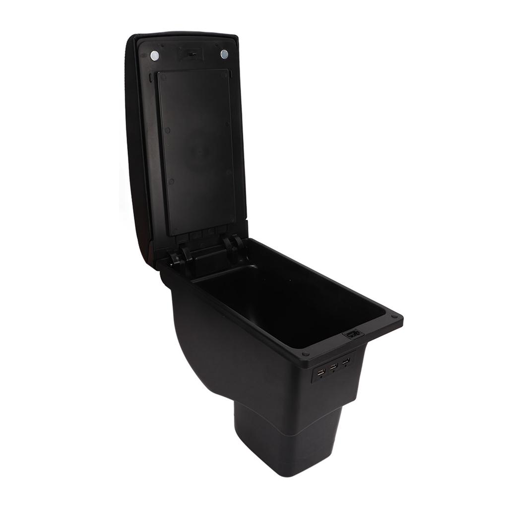 Double Layer Center Console Armrest Box with 3 USB Ports Auto Interior Upgrade Replacement for Kia Soul 2006‑2017