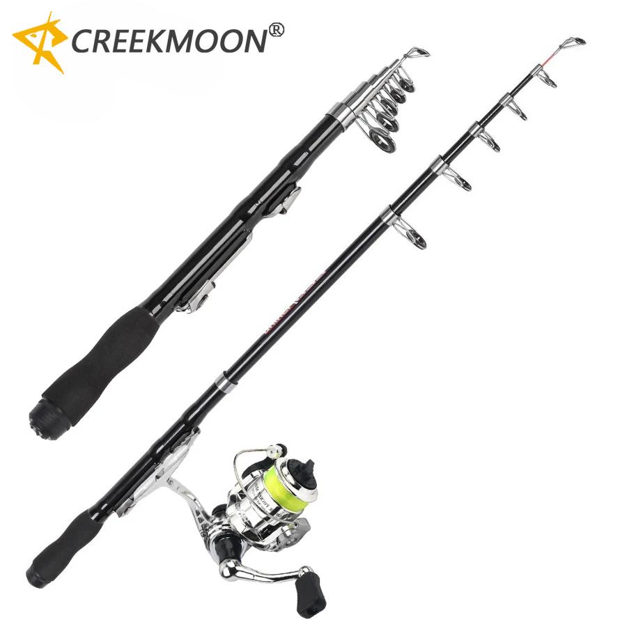 1,5M Karbonfiber Vinter Isfiskestang med Snellesett Mini Lommestang Teleskopisk Ultralett Kort Liten Havstang for Slukfiske