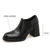 Fashion 2024 New Spring Genuine Leather Women Shoes Round Toe Women Pumps Brogue Designs Shoes for Women High Heel Loafers Ladies Shoes