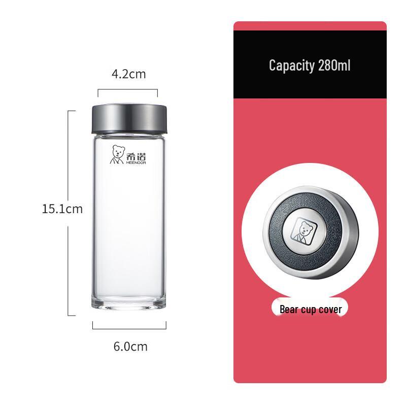 Heenoor Portable Single-Layer Glass Tea Infuser Bottle 280ML