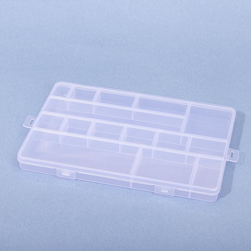 15-Compartment Transparent Plastic Storage Box for Nail Art, Beading, and Jewelry Accessories. 15 Compartments